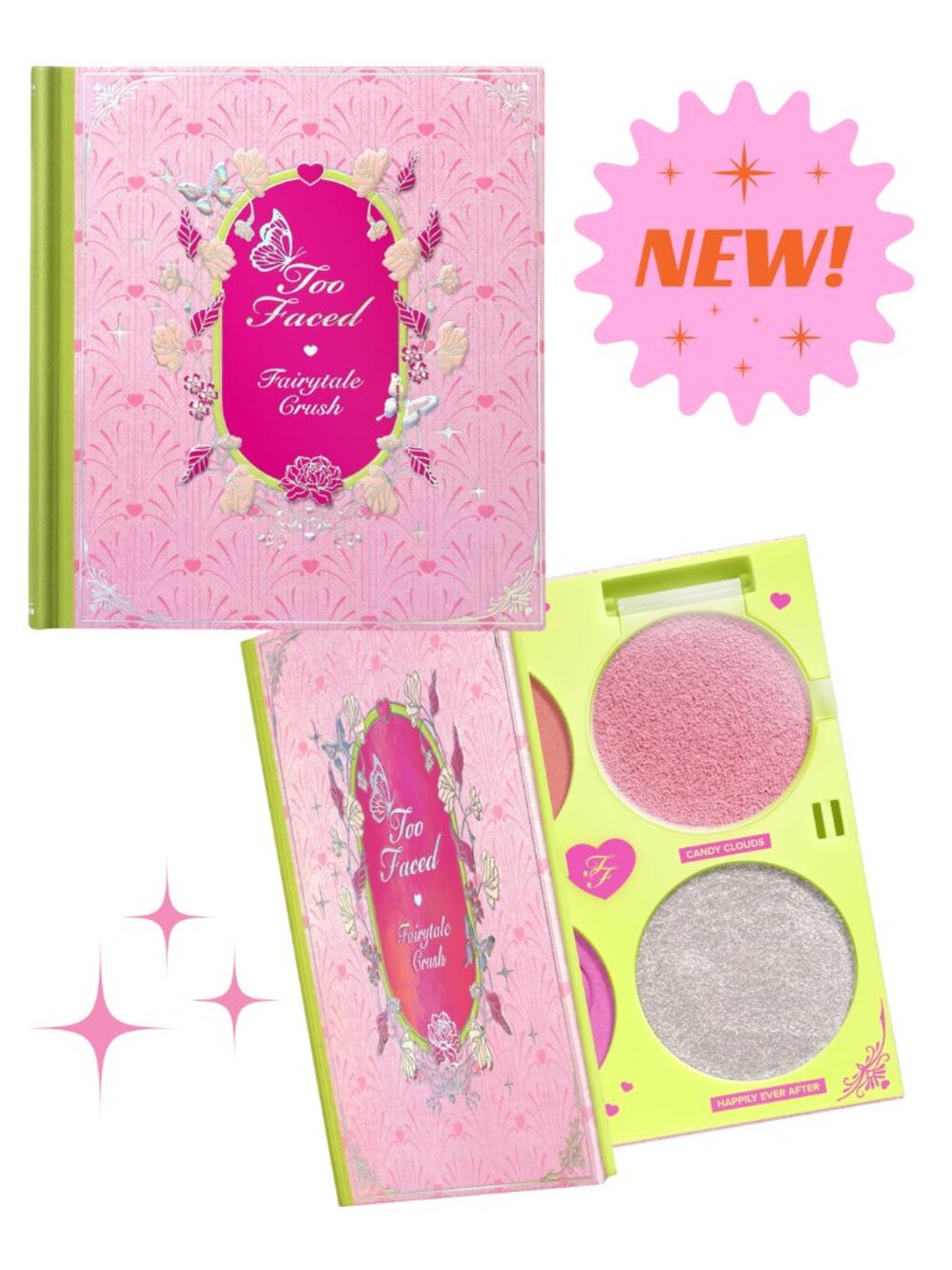 Too Faced Fairytale Crush Blush & Highlighter Palette Makeup Set NEW NIB